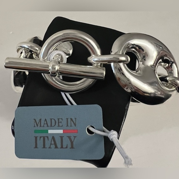 New Mia Fiore Sterling Silver Plated Bronze Puffy Mariner Link Bracelet Italy - Picture 16 of 16